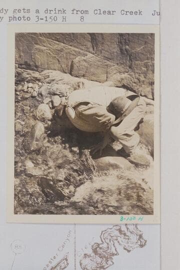 Clyde Eddy gets a drink from Clear Creek