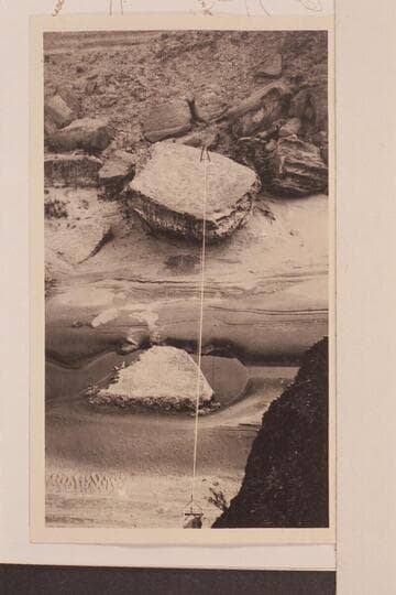 Cable crossing at gauging station from rim.  Low water.  Near Grand Falls of the Little Colorado