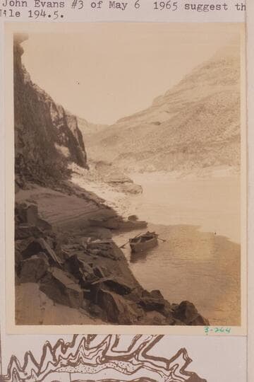 Lunch stop at Mile 195-196.  Comparison with John Evans #3 of 1965, May 06, suggest this Eddy view was from about Mile 194.5