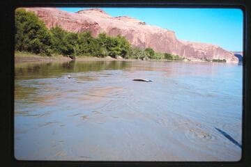 Dredge machinery in river