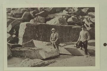Reversed print of the "Titanic II" and "Ross Wheeler" cached at the lower end of Badger Creek Rapid.  Quist and Russell?