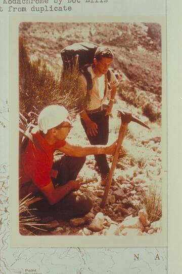 Jorgen Visbak holding Capt. Burro's pick (?).  Enroute out of Royal Arch Creek