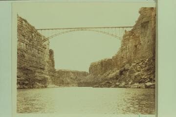 Upriver to highway bridge which spans Marble Canyon at Mile 4 1/2