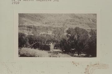 Lee ranch (owned at this time by the Grand Canyon Cattle Co. Z) from hill behind corral