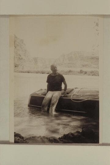 Marston and his boat at Lees Ferry prior to start of 1950 run