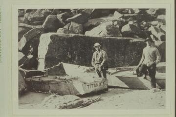 "Titanic" and "Ross Wheeler" cached below Badger Creek Rapid.  Russell and Quist?