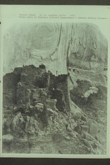 Poncho House [on reverse:  "Ruins of the Dechelle, Arizona."  Actually in Utah, not Arizona]