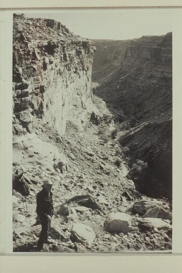 Down into Horsethief Canyon from the trail.  Masland stands at left