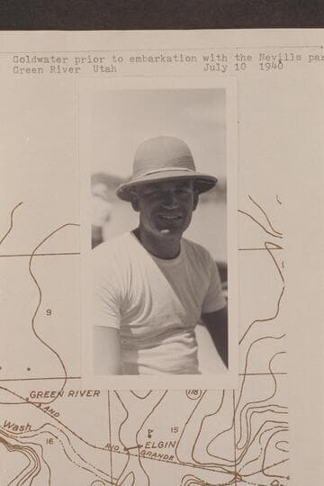 Goldwater prior to embarkation with the Nevills party.  Green River, Utah
