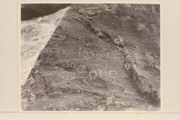 Names chipped into the rock by Sharp in 1909.  Ashley Falls