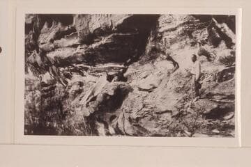 Cliff dwellings, Tapeats Creek.  Blake stands at the left, Word at right