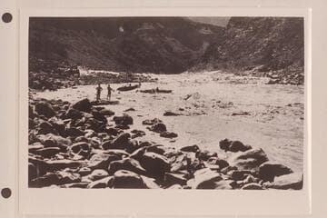 "Boulder" and "Glen" in Dubendorf Rapids.  Photo No. 68 in Lint album