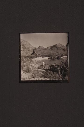 Easterly along left bank at Granite Park.  The side canyon is the fault leaving the river