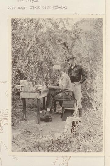 Office work at Diamond Creek.  Col. Claude H. Birdseye and his cousin Roger Birdseye