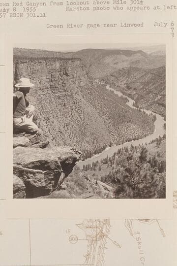 Down Red Canyon from lookout above Mile 301 1/2.  Marston appears at left