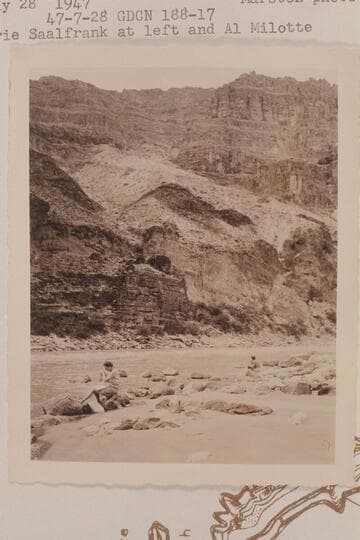 The morning preparations- camp at Whitmore Wash.  Marie Saalfrank at left and Al Milotte