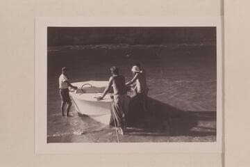 Rigging the "Kiwi" for the first run of Vulcan Rapid.  Ed l'Anson; Jim Bechtel; Guy Mannering; Jon Hamilton