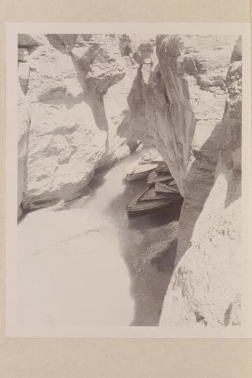 The inboard boats of the 1951 motor run moored at the mouth of Supai Creek for lunch stop of June 17, 1951
