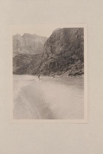 Cooper skiing on upper Lake Mead.  The "June Bug" is in the distance