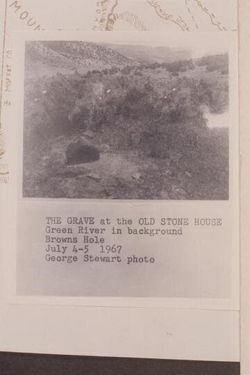 Grave at the old stone house in Brown's hole.  The Green River in background
