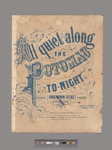 All quiet along the Potomac to-night / words by Lamar Fontaine ; music by J. H. Hewitt