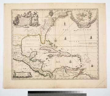 A New Map of the English Plantations in America. both Continent and Islands, Shewing their true situtation and distance from England or one with another