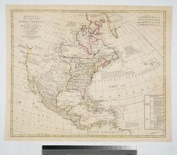 Bowles's New Pocket-Map of North America, divided into it's Provinces, Colonies, &c. by J. Palairet, Geographer; lately revised and improved with many additions, from D'Anville, Mitchel, & Bellin, by L. Delarochette