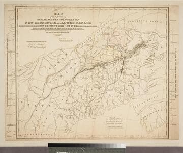Map of that portion of Her Majestys Colonies of New Brunswick and Lower Canada the Title to which is disputed by the Government of the U. States with parts of the adjacent country