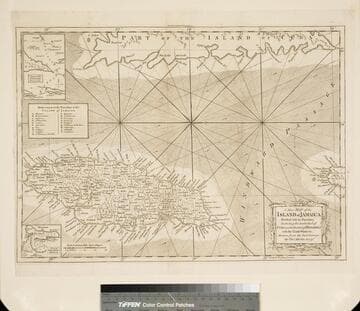 A new map of the island of Jamaica : divided into its parishes including the south end of Cuba and the west end of Hispaniola with the trade winds &c / drawn from the best surveys by Thos. Kitchin Geogr