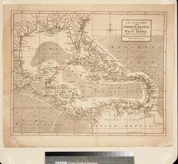 A New and Correct Map of the American Islands, now called the West Indies, with the whole Coast of the Neighbouring Continent. By Thos. Kitchin Geogr