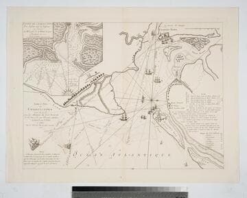Barre et Port Charles-town levé en 1776 avec les Attaques du Fort Sulivan du 28 Juin 1776 par l'Escadre Anglaise Commandée par P. Parker