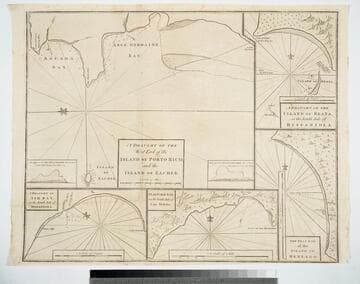 Draught of the West End of the Island of Porto Rico and the Island of Zachee. ; Draught of Sam Bay, on the South Side of Hispaniola. ; Platform Bay, on the South Side of Cape Nicholas. ;  West End of the Island of Heneago.; Draught of the Island of Beata, on the South Side of Hispaniola