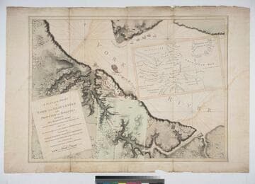 A Plan of the Posts of York and Gloucester in the Province of Virginia, Established by His Majesty's Army under the Command of Lieut. General Earl Cornwallis, together with The Attacks and Operations of the American & French Forces Commanded by General Washington and the Count of Rochambeau, Which Terminated in the Surrender of the said Posts and Army on the 17th of October 1781 / Surveyed by Captn. Fage of the Royal Artillery