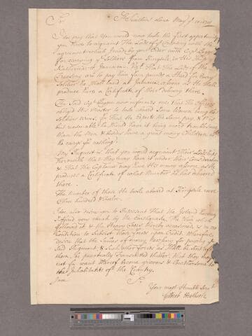 Heathcote, Sir Gilbert. Letter to William Blathwayt