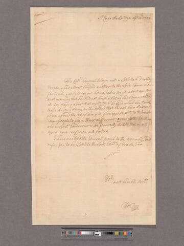 Frye, Thomas. Letter to William Blathwayt