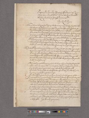 Payne, Richard. Proposals to the King's Most Excellent Majesty [James II] and to the ... Lords Commissioners of Plantations