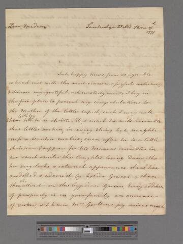 Montagu, Elizabeth (Robinson). Letter to Mrs. Leonard Smelt