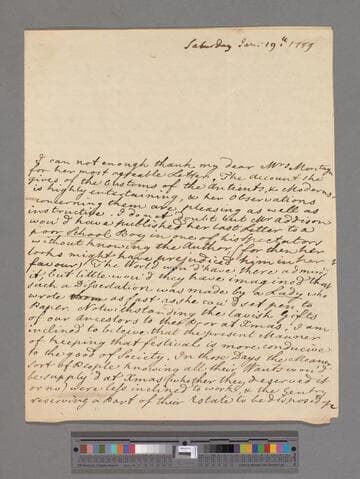 Lyttelton, Thomas, 2nd Baron Lyttelton of Frankley. Letter to Elizabeth (Robinson) Montagu