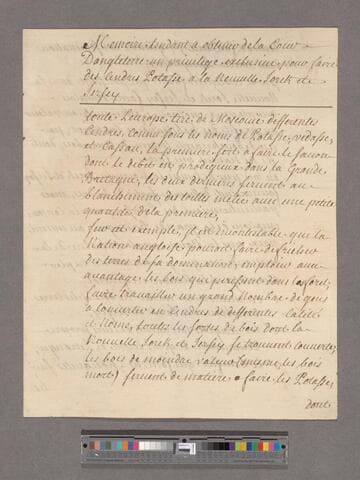 Memoir of application to the English government for a grant of the exclusive privilege of making potash ... sent to Milord Townshend