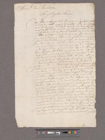 Wilde, David De. Letter to Admiralty Court, Amsterdam