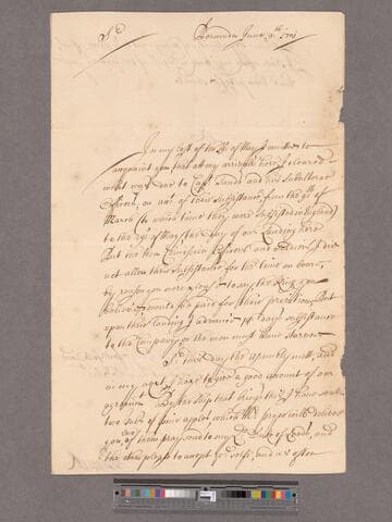 Bennett, Benjamin. Letter to William Blathwayt