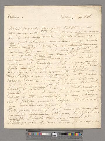 Opie, Amelia (Alderson).  Letter to Eliza (Alderson) Briggs