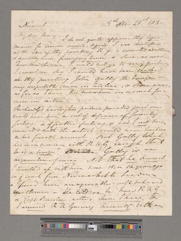 Opie, Amelia (Alderson). Letter to Henry Perronet Briggs