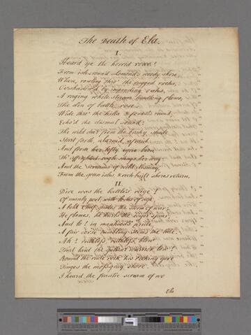 [Unknown author]. The Death of Ela: [a poem in 4 stanzas of 14 lines each]