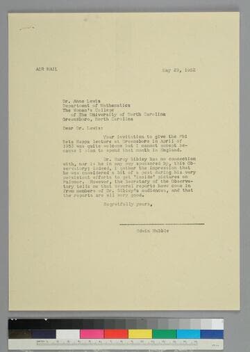 EPH writes to Anne Lewis of the Woman's College