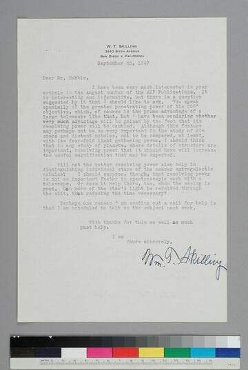 William Skilling writes to EPH