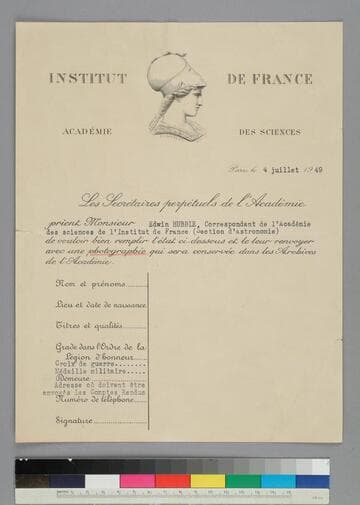 Institute de France requests information from EPH for the archives of the Academy of Sciences