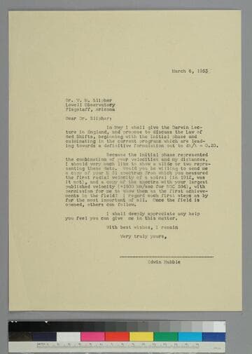 EPH writes to astronomer Vesto Slipher