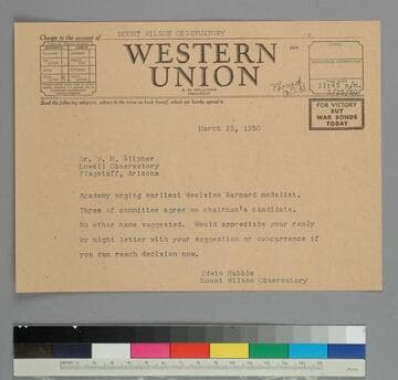 EPH wires astronomer Vesto Slipher