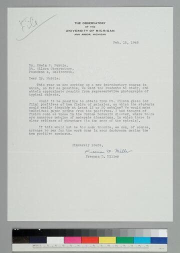 Freeman Miller, of the University of Michigan Observatory, writes to EPH